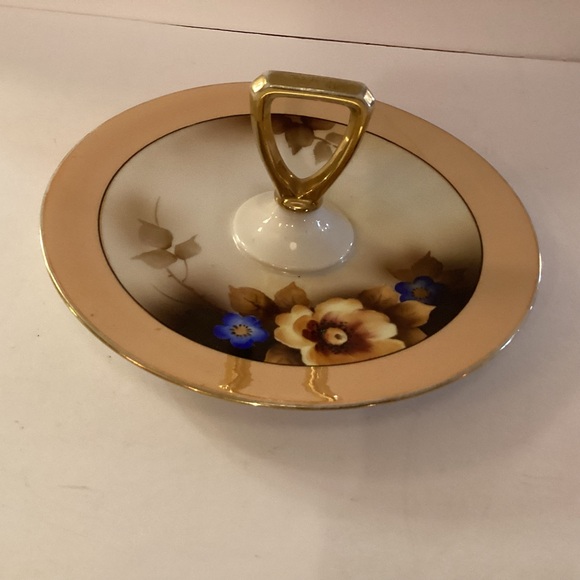 Vintage Noritake Lusterware Hand Painted Floral center handle plate - Picture 2 of 7